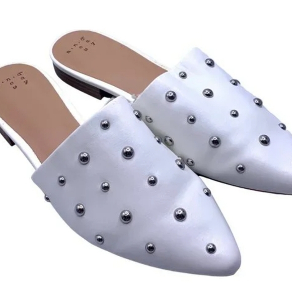 a new day Shoes - A New Day Kari White Studded Spiked Mule Clog New 8 Slip On ANA Vegan Leather